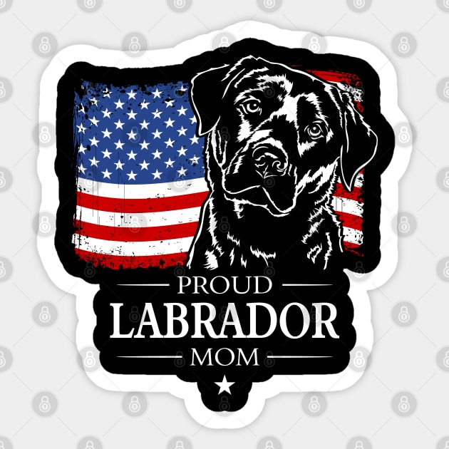 Proud patriotic Labrador Mom American Flag dog Sticker by wilsigns